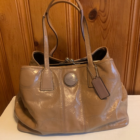 Coach Brown Patent Leather Shoulder Bag - Picture 1 of 16